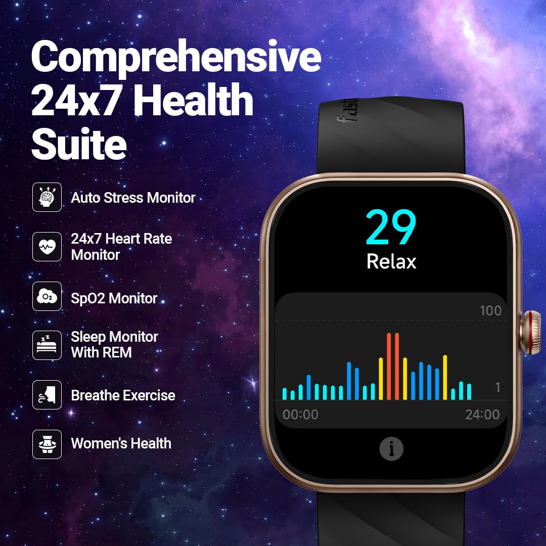 Fastrack Limitless Glide X 1.83" Smart Watch with Ultra UV HD Display, SpO2, Heart Rate & Sleep Tracking, Bluetooth Calling, 100+ Sports Modes, 5-Day Battery, Smartwatch for Men & Women (Black)