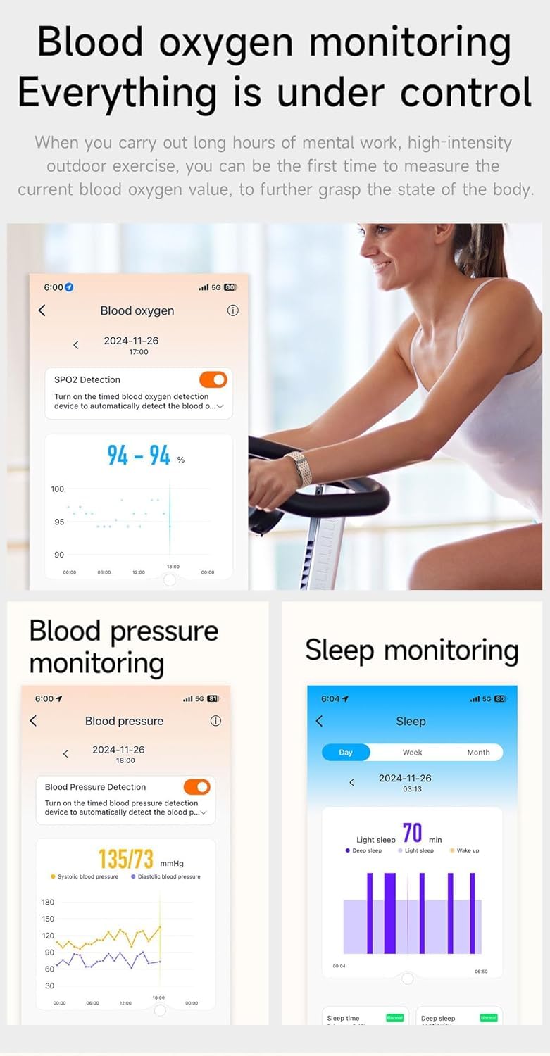 Smart Bracelet for Men Women, Wearable Health Activity Fitness Trackers Sports Monitoring Sleep Tracker with Free APP and 2 Bands (JF21)