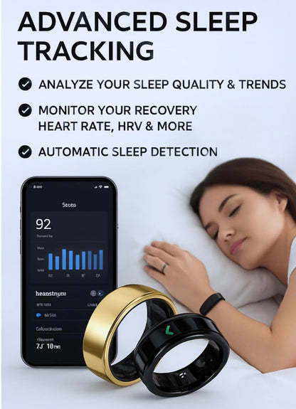 X-SKY Smart Ring Fitness Tracker with Heart Rate, SpO2, Sleep & Stress Monitor, 5ATM Waterproof, Bluetooth 5.2, Steps, Calories & Activity Tracking, Skin Temperature, Touch Control, 33+ Languages