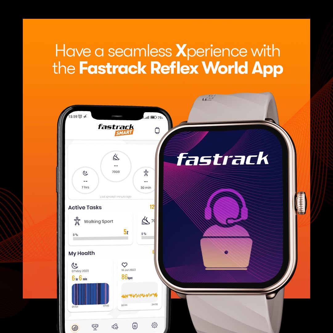 Fastrack Limitless Glide X 1.83" Smart Watch with Ultra UV HD Display, SpO2, Heart Rate & Sleep Tracking, Bluetooth Calling, 100+ Sports Modes, 5-Day Battery, Smartwatch for Men & Women (Black)