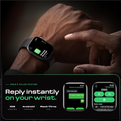 CrossBeats Nexus Pro Smart Watch for Man with Whatsapp & AI ChatGPT | 2.08" AMOLED 120Hz | 7-Day Battery | BP SpO2 Heart Sleep | NFC Compass Voice Recorder | Video Watch Face | iOS Android (Black)
