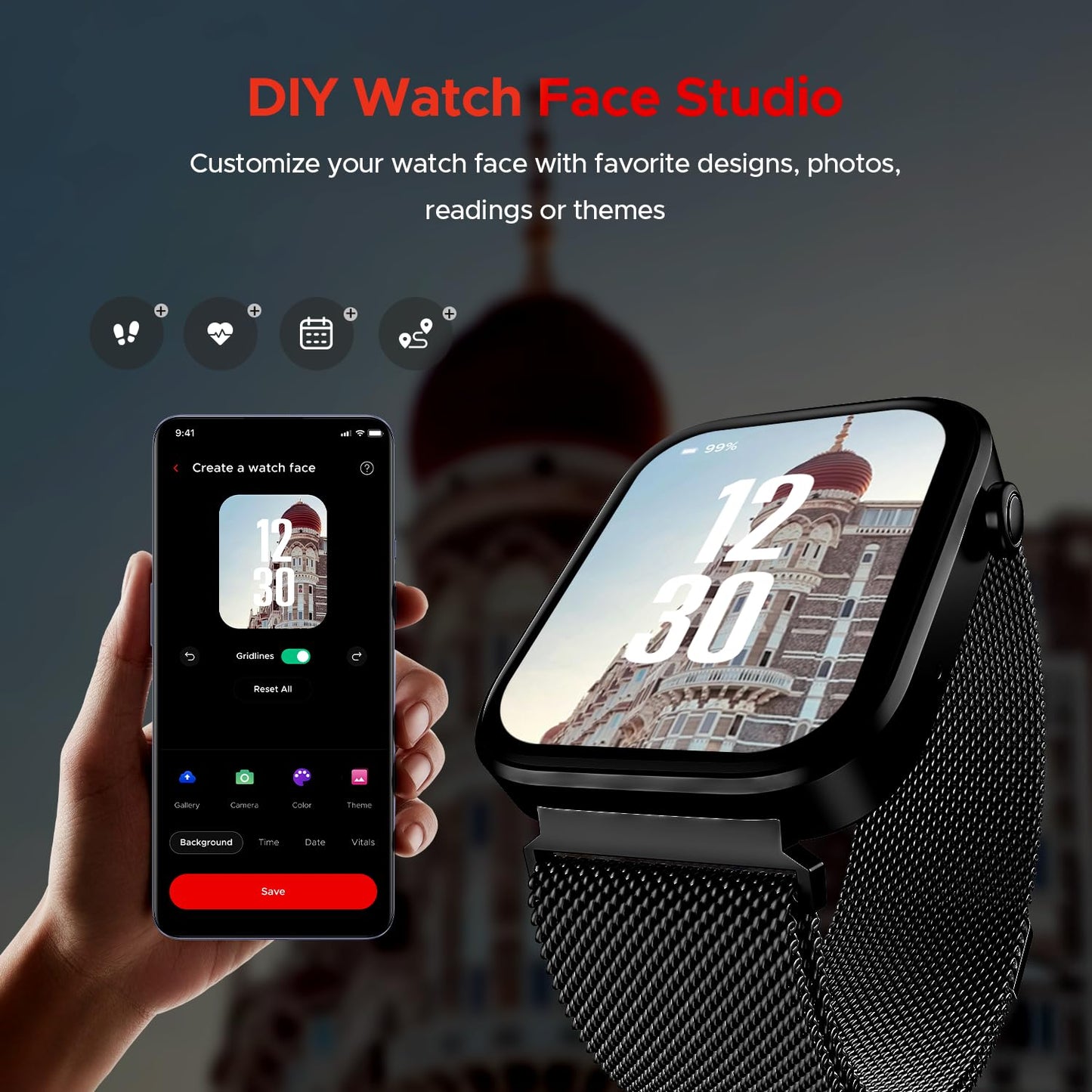 Boat Storm Call 3 w/TBT Navigation, Daily Activity Tracker, DIY Watch Face Studio,700+ Active Modes, 1.83" (4.6 cm) HD Display Fitness Smart Watch for Men & Women(Active Black)