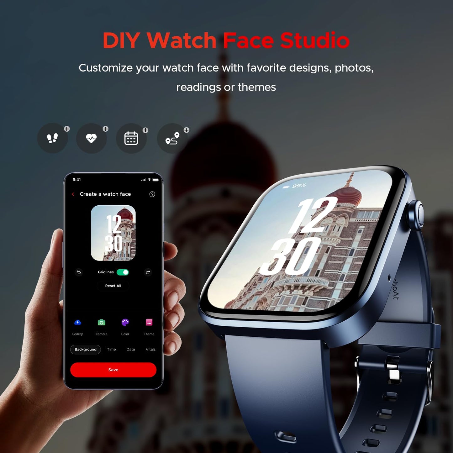 Boat Storm Call 3 w/TBT Navigation, Daily Activity Tracker, DIY Watch Face Studio,700+ Active Modes, 1.83" (4.6 cm) HD Display Fitness Smart Watch for Men & Women(Active Black)