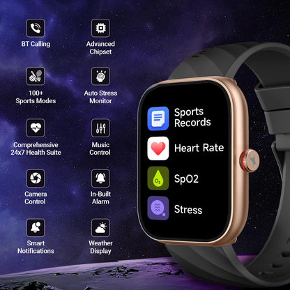 Fastrack Limitless Glide X 1.83" Smart Watch with Ultra UV HD Display, SpO2, Heart Rate & Sleep Tracking, Bluetooth Calling, 100+ Sports Modes, 5-Day Battery, Smartwatch for Men & Women (Black)